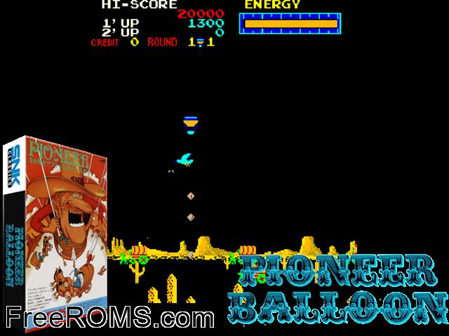 Pioneer Balloon MAME game showing 3D box cover and gameplay screenshot