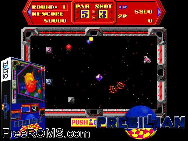 Prebillian MAME game showing 3D box cover and gameplay screenshot