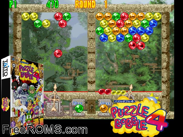 Puzzle Bobble 4 (Ver 2.04J 1997/12/19) MAME game showing 3D box cover and gameplay screenshot