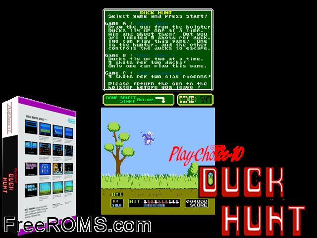 Duck Hunt (PlayChoice-10) MAME game showing 3D box cover and gameplay screenshot