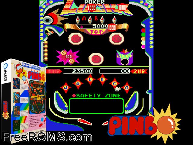 Pinbo (Strike) MAME game showing 3D box cover and gameplay screenshot