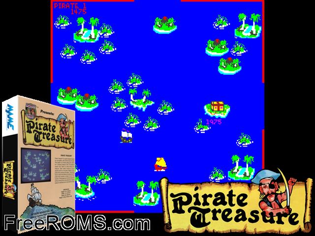 Pirate Treasure MAME game showing 3D box cover and gameplay screenshot