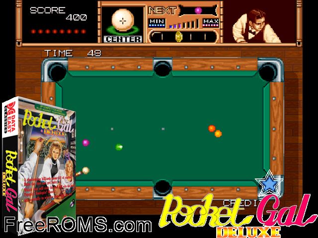 Pocket Gal Deluxe (Euro v3.00) MAME game showing 3D box cover and gameplay screenshot