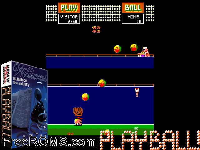 PlayBall! (prototype) MAME game showing 3D box cover and gameplay screenshot