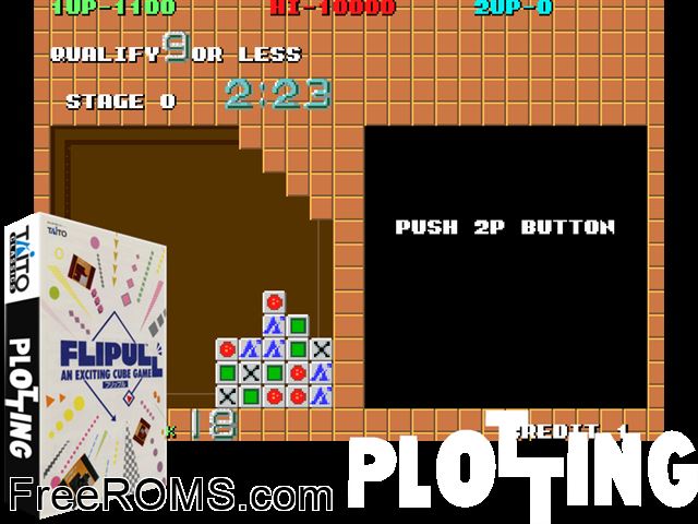 Plotting (US) MAME game showing 3D box cover and gameplay screenshot