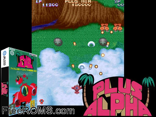 Plus Alpha MAME game showing 3D box cover and gameplay screenshot
