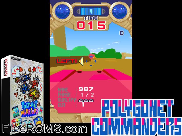 Polygonet Commanders (ver UAA) MAME game showing 3D box cover and gameplay screenshot