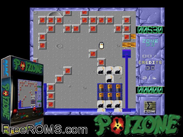 Poizone MAME game showing 3D box cover and gameplay screenshot