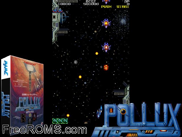 Pollux (set 3) MAME game showing 3D box cover and gameplay screenshot