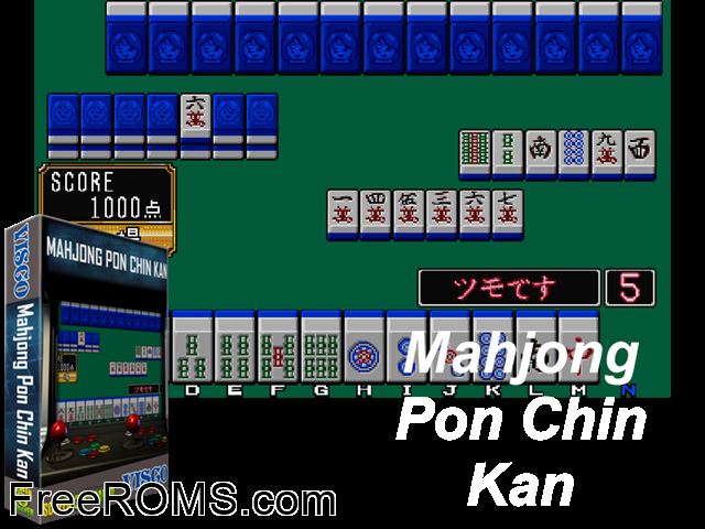 Mahjong Pon Chin Kan (Japan set 1) MAME game showing 3D box cover and gameplay screenshot