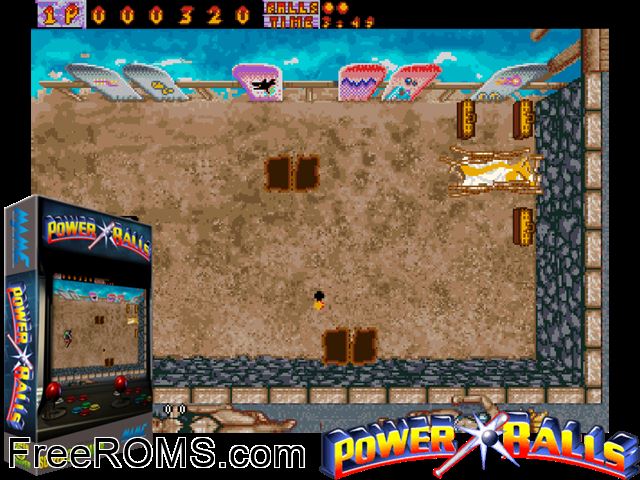 Power Balls MAME game showing 3D box cover and gameplay screenshot