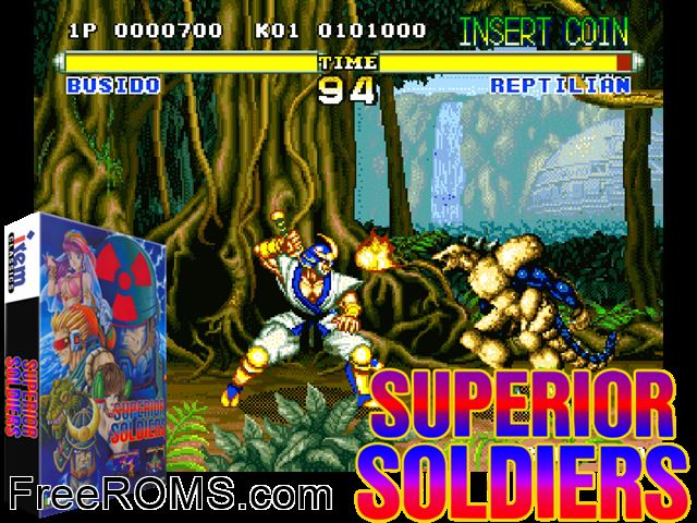 Perfect Soldiers (Japan) MAME game showing 3D box cover and gameplay screenshot
