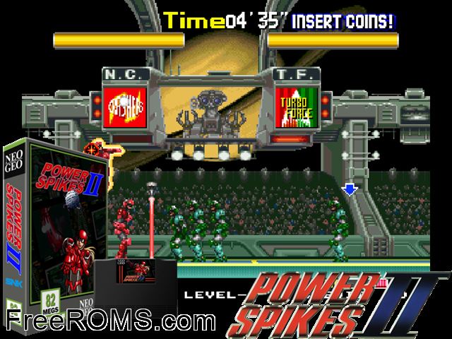 Power Spikes II MAME game showing 3D box cover and gameplay screenshot