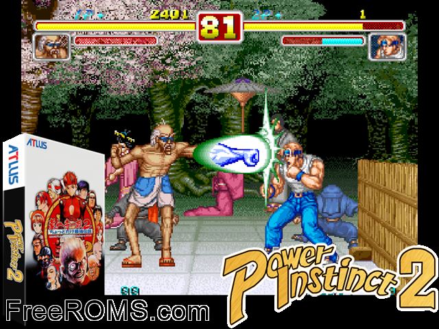 Power Instinct 2 (USA) MAME game showing 3D box cover and gameplay screenshot