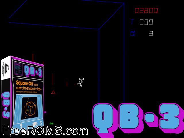 QB-3 (prototype) MAME game showing 3D box cover and gameplay screenshot