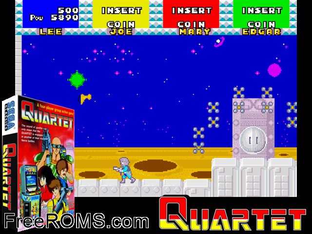 Quartet 2 (8751 317-unknown) MAME game showing 3D box cover and gameplay screenshot