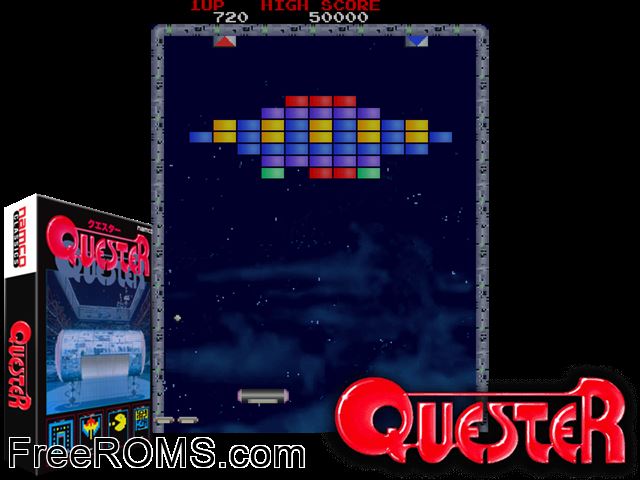 Quester (Japan) MAME game showing 3D box cover and gameplay screenshot