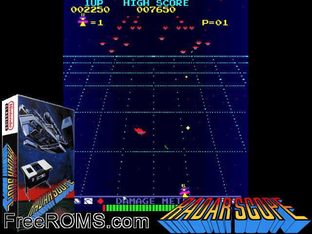 Radar Scope MAME game showing 3D box cover and gameplay screenshot