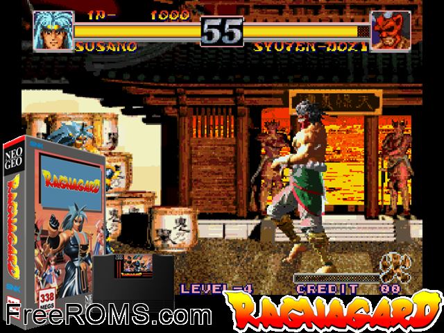 Ragnagard / Shin-Oh-Ken MAME game showing 3D box cover and gameplay screenshot