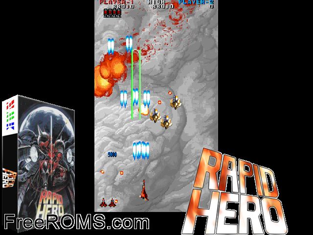 Rapid Hero (Japan?) MAME game showing 3D box cover and gameplay screenshot