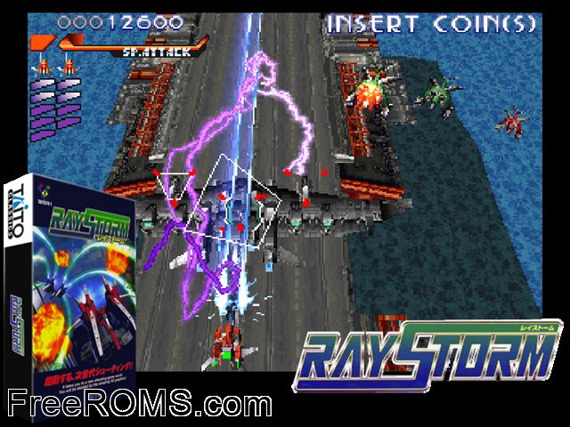 Ray Storm (Ver 2.06A) MAME game showing 3D box cover and gameplay screenshot