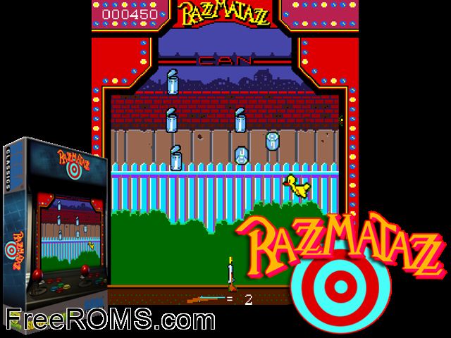 Razzmatazz MAME game showing 3D box cover and gameplay screenshot