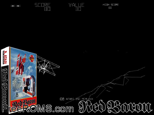 Red Baron MAME game showing 3D box cover and gameplay screenshot