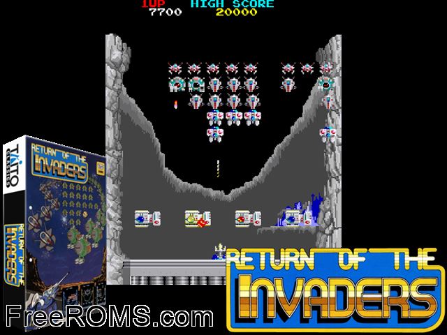 Return of the Invaders (bootleg set 1) MAME game showing 3D box cover and gameplay screenshot