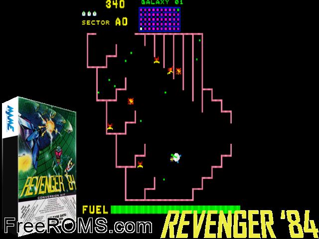 Revenger MAME game showing 3D box cover and gameplay screenshot