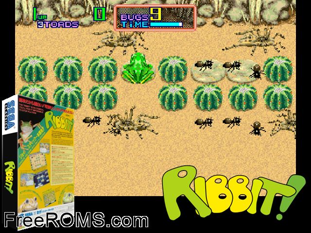 Ribbit! MAME game showing 3D box cover and gameplay screenshot