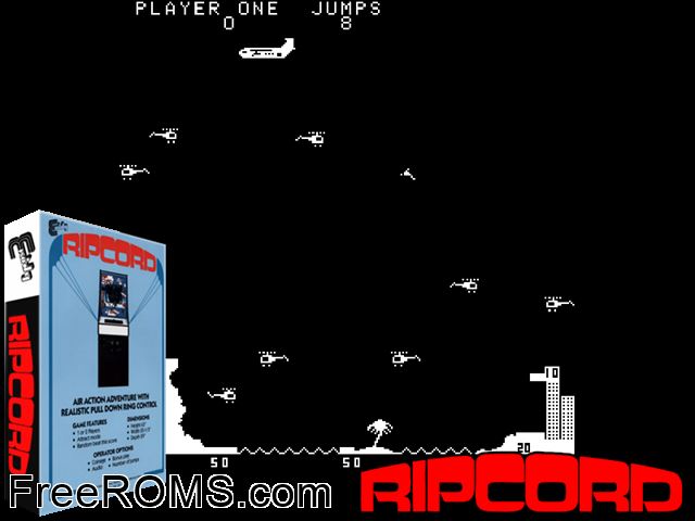 Rip Cord MAME game showing 3D box cover and gameplay screenshot