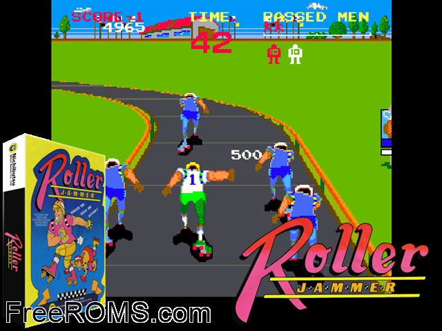 Roller Jammer MAME game showing 3D box cover and gameplay screenshot