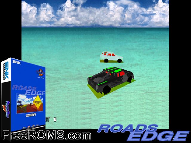 Roads Edge / Round Trip (rev.B) MAME game showing 3D box cover and gameplay screenshot