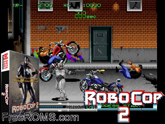 Robocop 2 (Japan v0.11) MAME game showing 3D box cover and gameplay screenshot