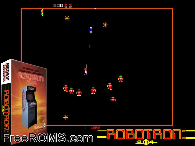 Robotron (Solid Blue label) MAME game showing 3D box cover and gameplay screenshot