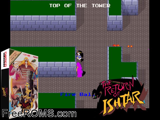 The Return of Ishtar MAME game showing 3D box cover and gameplay screenshot
