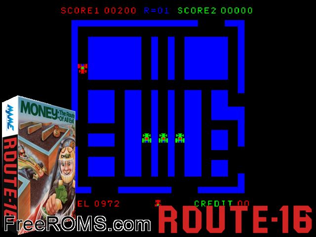 Route 16 MAME game showing 3D box cover and gameplay screenshot