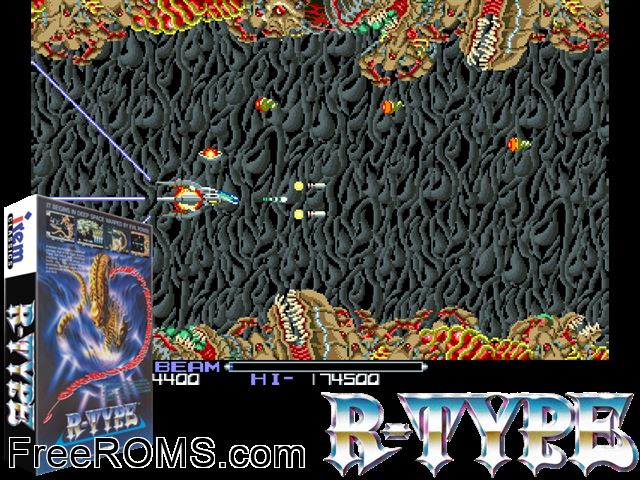 R-Type (Japan prototype) MAME game showing 3D box cover and gameplay screenshot