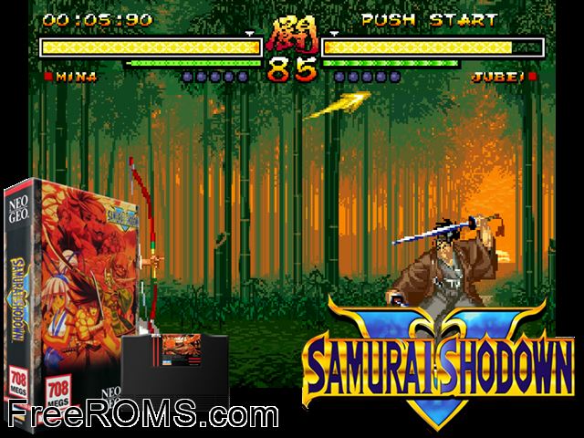 Samurai Shodown V / Samurai Spirits Zero (bootleg) MAME game showing 3D box cover and gameplay screenshot