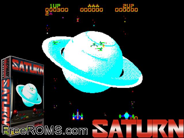 Saturn MAME game showing 3D box cover and gameplay screenshot