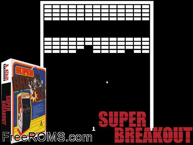 Super Breakout MAME game showing 3D box cover and gameplay screenshot
