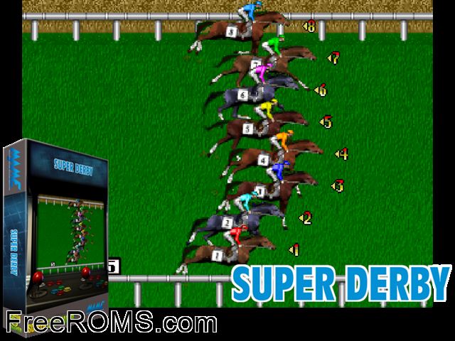 Super Derby MAME game showing 3D box cover and gameplay screenshot