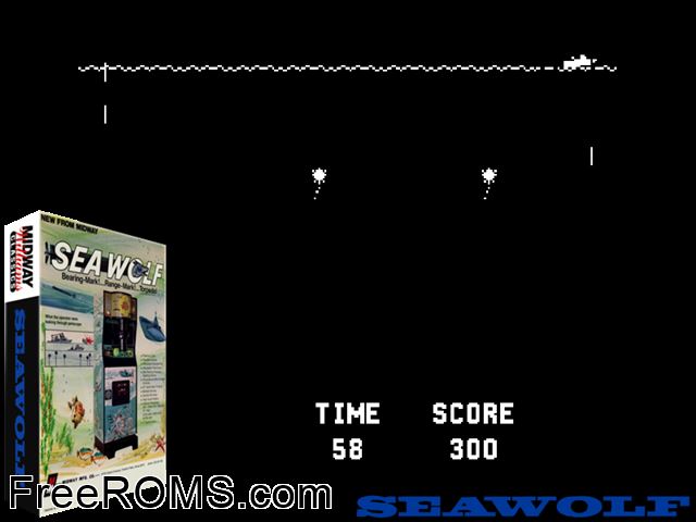 Sea Wolf MAME game showing 3D box cover and gameplay screenshot