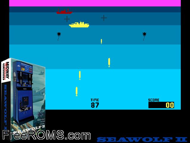 Sea Wolf II MAME game showing 3D box cover and gameplay screenshot