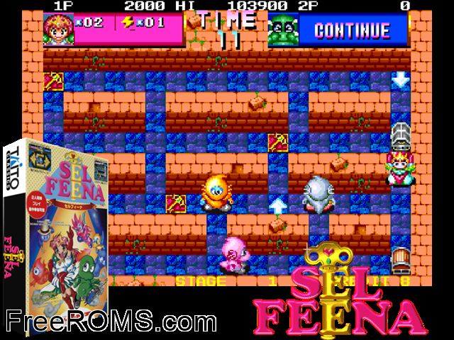 Sel Feena MAME game showing 3D box cover and gameplay screenshot
