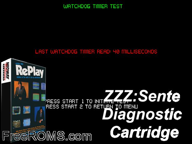 Sente Diagnostic Cartridge MAME game showing 3D box cover and gameplay screenshot