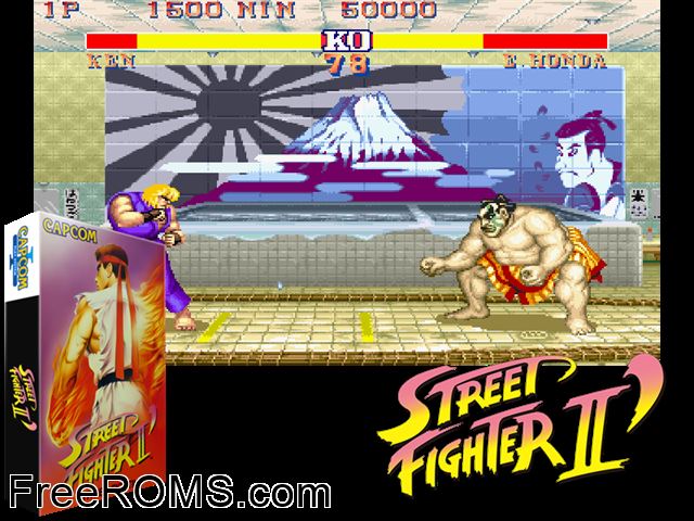 Street Fighter II' - Hyper Fighting (World 921209) MAME game showing 3D box cover and gameplay screenshot