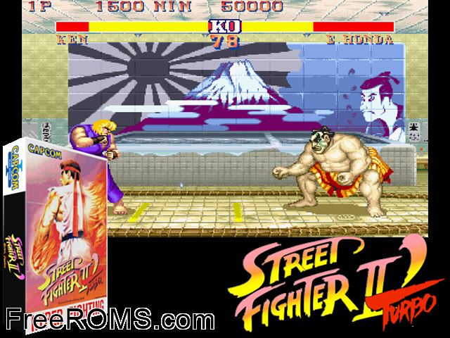 Street Fighter II' Turbo - Hyper Fighting (Japan 921209) MAME game showing 3D box cover and gameplay screenshot