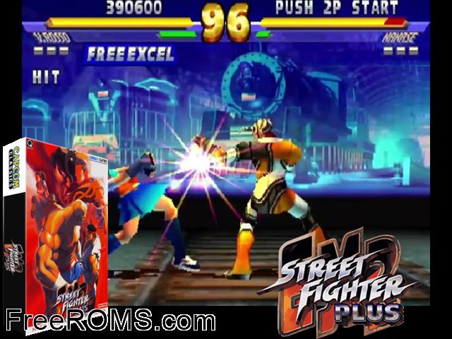 Street Fighter EX 2 Plus (USA 990611) MAME game showing 3D box cover and gameplay screenshot