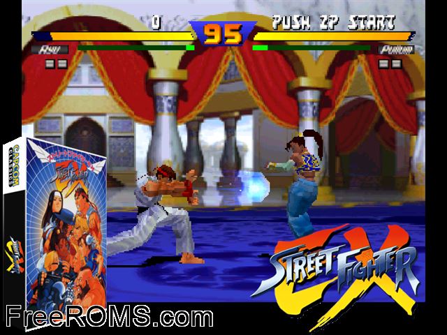 Street Fighter EX (JAPAN 961130) MAME game showing 3D box cover and gameplay screenshot